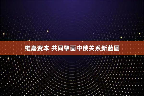 维嘉资本 共同擘画中俄关系新蓝图