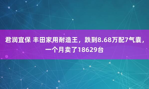君润宜保 丰田家用耐造王,跌到8.68万配7气囊,一个月卖了18629台
